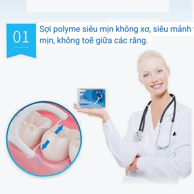 Hộp 50 Cây Tăm Chỉ Nha Khoa Vệ Sinh Răng Miệng An Toàn Tiện Lợi