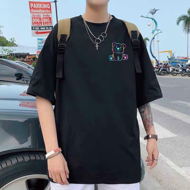 Áo Thun Nam Form Rộng GẤU Phản Quang Oversize, Áo Phông Unisex Phong Cách Hàn Quốc Trẻ Trung, Năng Động.