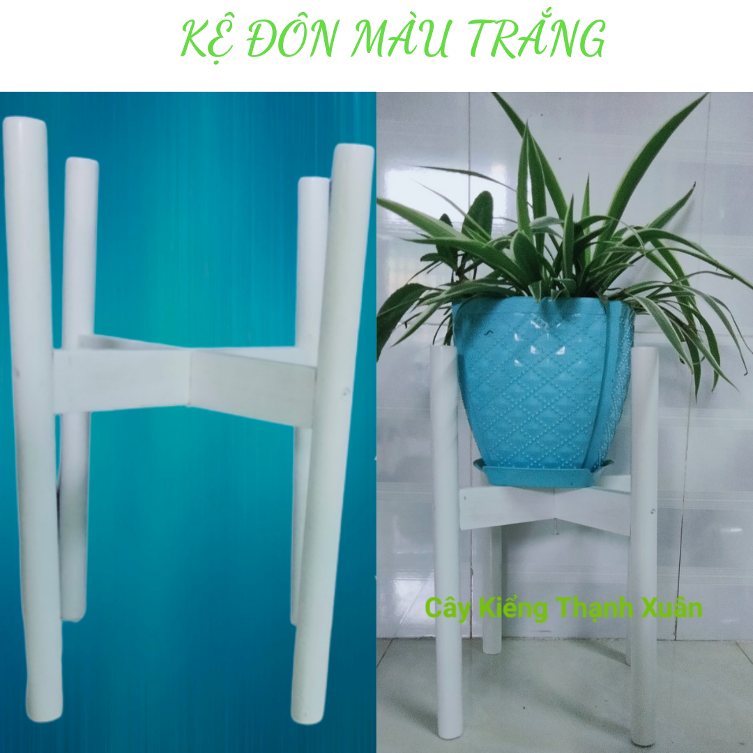 Kệ Đôn Gỗ Để Chậu Cây-Giá Đỡ Chậu Hoa Kích Thước Lọt Lòng 26cm, Màu trắng