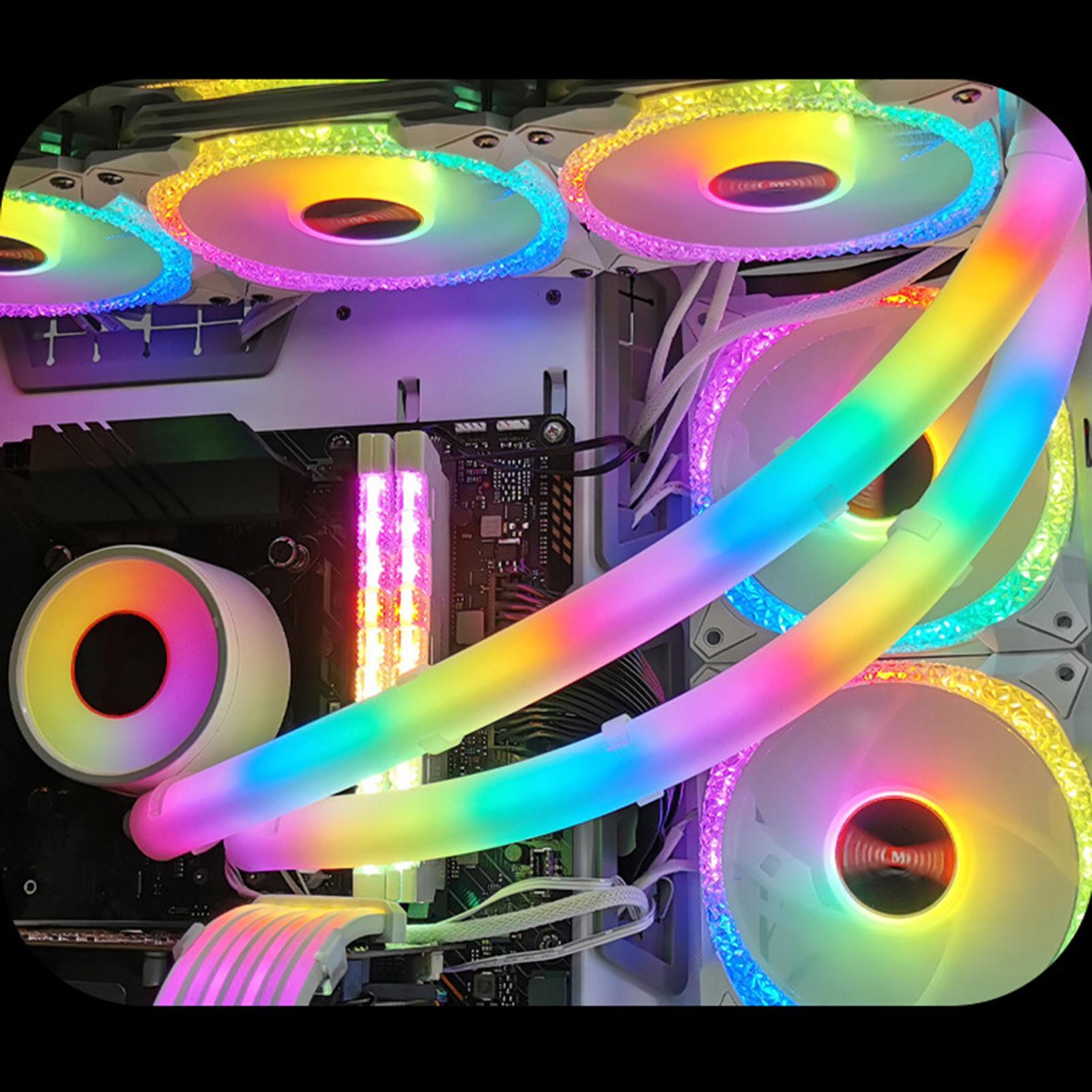 2Pcs Water Cooling Tube Sleeve 3Pin 4Pin for Desktop Computer Gaming Case PC