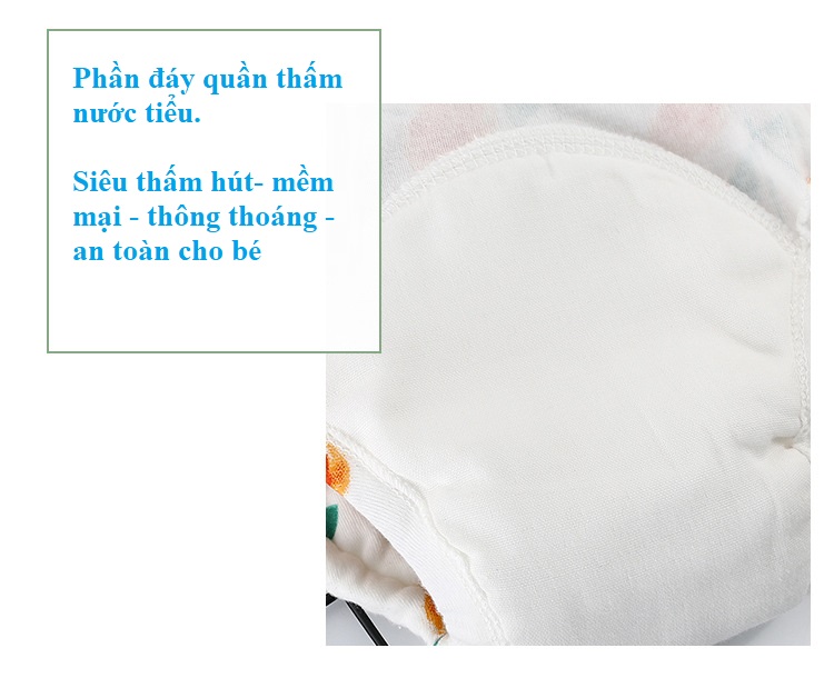 Quần Bỏ Bỉm, Quần Luyện Bỏ Bỉm Thấm Hút Siêu Tốt Cho Bé (Size S- 8-11Kg) - Họa Tiết Bé Gái