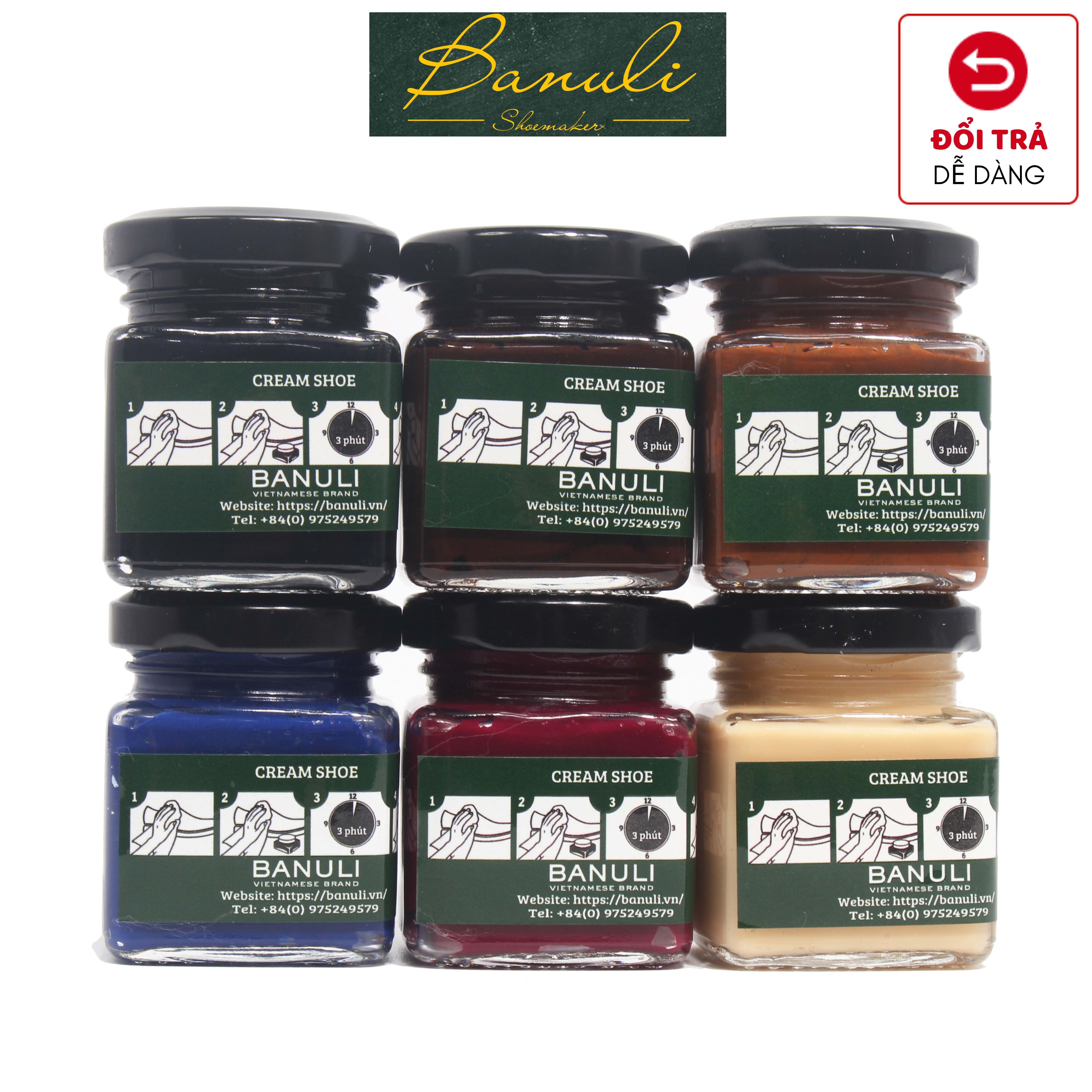 Xi Đánh Giày Da Banuli Dạng Xi Kem Thể Tích 50ML - 200ML Đủ Các Loại Màu (Dưỡng bền da và Làm bóng mặt da)