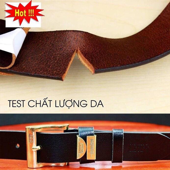 Thắt lưng nam Da Bò Thật Nguyên Tấm, thắt lưng nam Khóa Đồng Đúc Nguyên Khối Cao Cấp