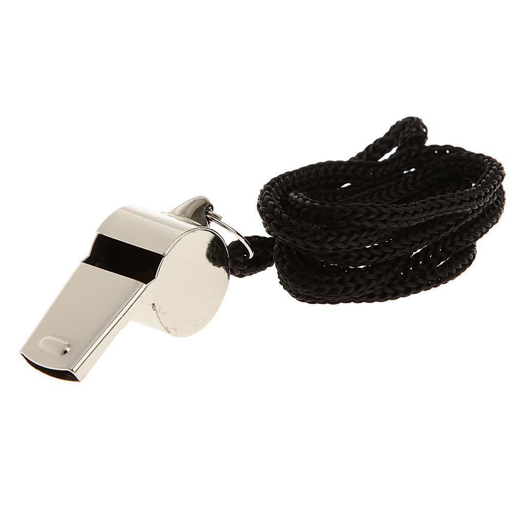 Metal Referee Whistle with Black Lanyard for Training Emergency Survival