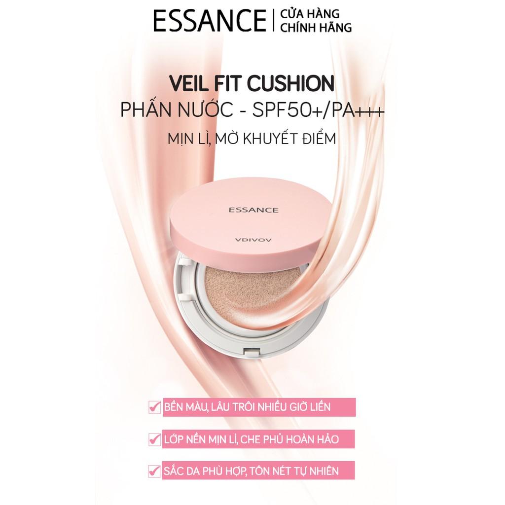 Phấn nước mịn lì mờ khuyết điểm Essance Veil Fit Cushion SPF50+ PA+++ 15g Tặng Cọ rửa mặt