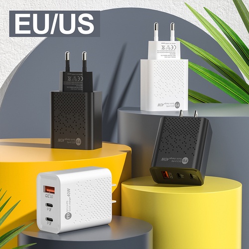 Cốc Sạc Nhanh 3 Cổng USB 40W Type C 3.0 Cho Điện Thoại - miếng lót chuột