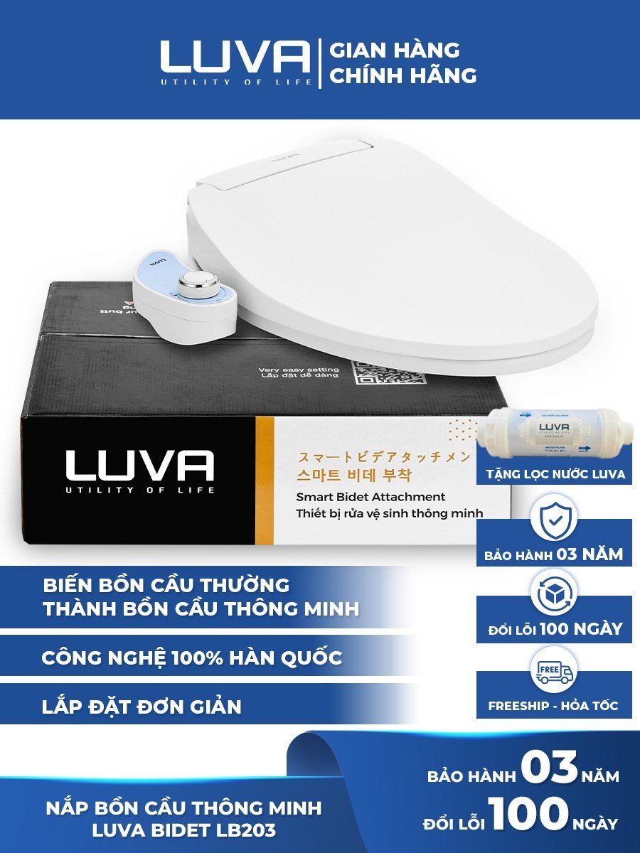 Nắp Bồn Cầu Tự Rửa Thông Minh LUVA BIDET - LB203