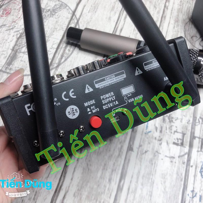 Bàn Trộn Âm Thanh Kiêm Lọc Âm Mixer G4 Kèm 2 Mic, Không Dây Tiện Lợi Oto Loa Kéo Và Các Loại Loa Khác