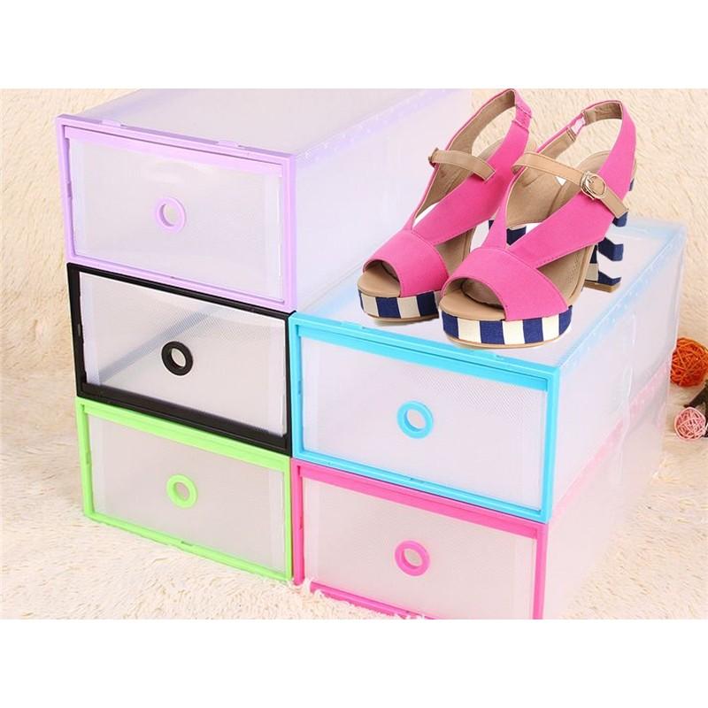 Set 2 Hộp Đựng Giày Dép Có Khung Viền Nhựa