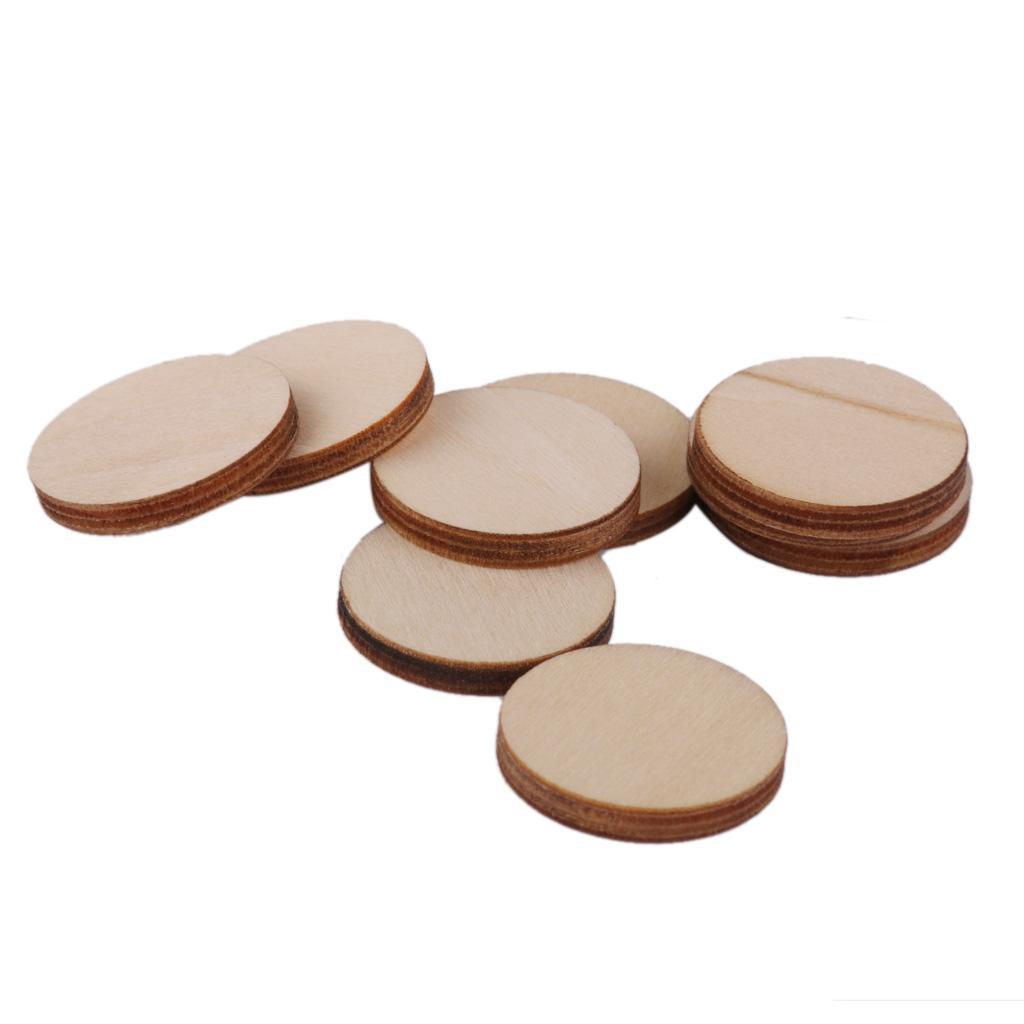 40Pieces Unfinished Wooden Round Discs Blank Plain Cutouts Wood Slices Circle Embellishments Scrapbooking DIY Craft Decoration Cards
