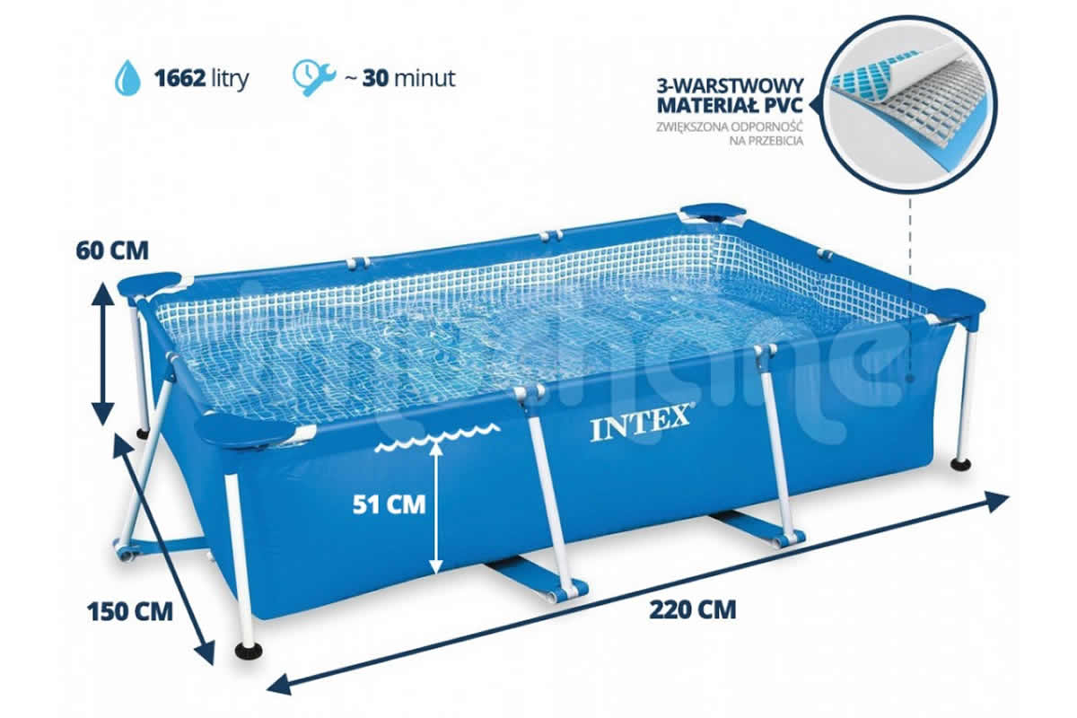 Bể bơi khung kim loại di động 2.2m x 1.5m cao 60cm