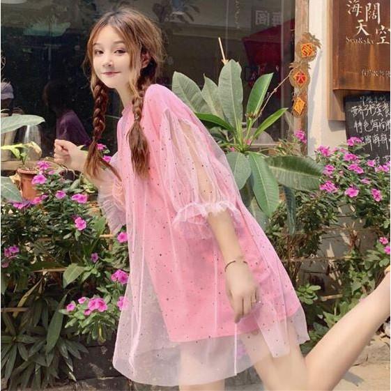 Đầm ren chấm bi xinh xắn
