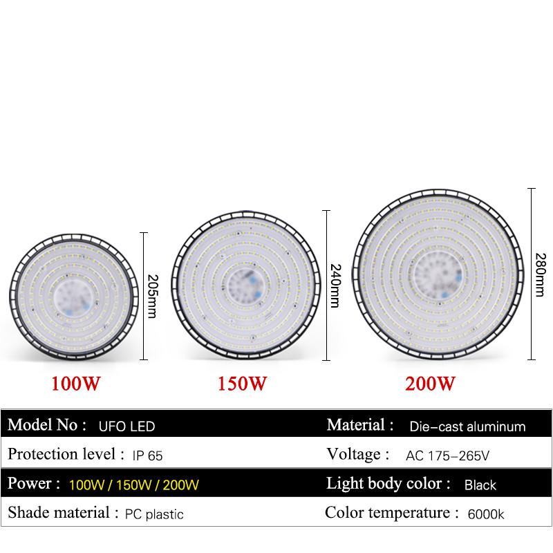 Đèn High Bay 100W 150W 200W UFO LED 220V 6000K Chống Nước IP65 Nhà Kho Đèn Nhà Để Xe Siêu Sáng Chiếu Sáng Công Nghiệp