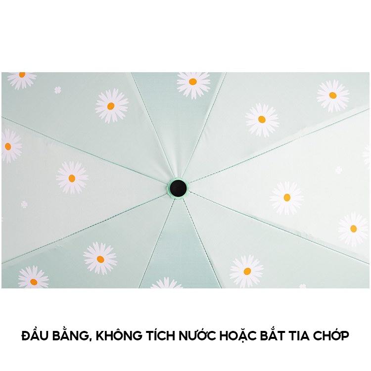 Ô Dù 8 Xương Tráng Nhựa Đen Chống Nắng Chống Tia Uv In Hoạ Tiết Nhỏ