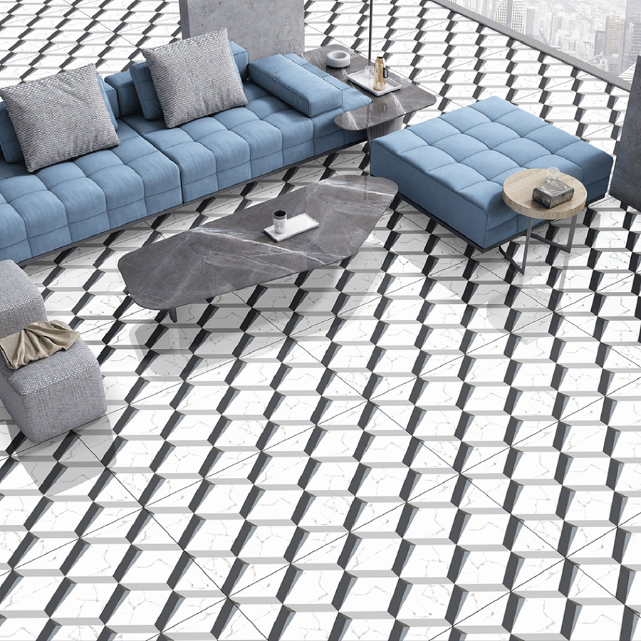 Gạch men ốp tường LUSTRA INEMB0601200058 họa tiết 3D khối lập phương, phong cách, độ hút nước dưới 0.5%, kích thước 600mmx1200mm, thùng 2 viên - Hàng chính hãng