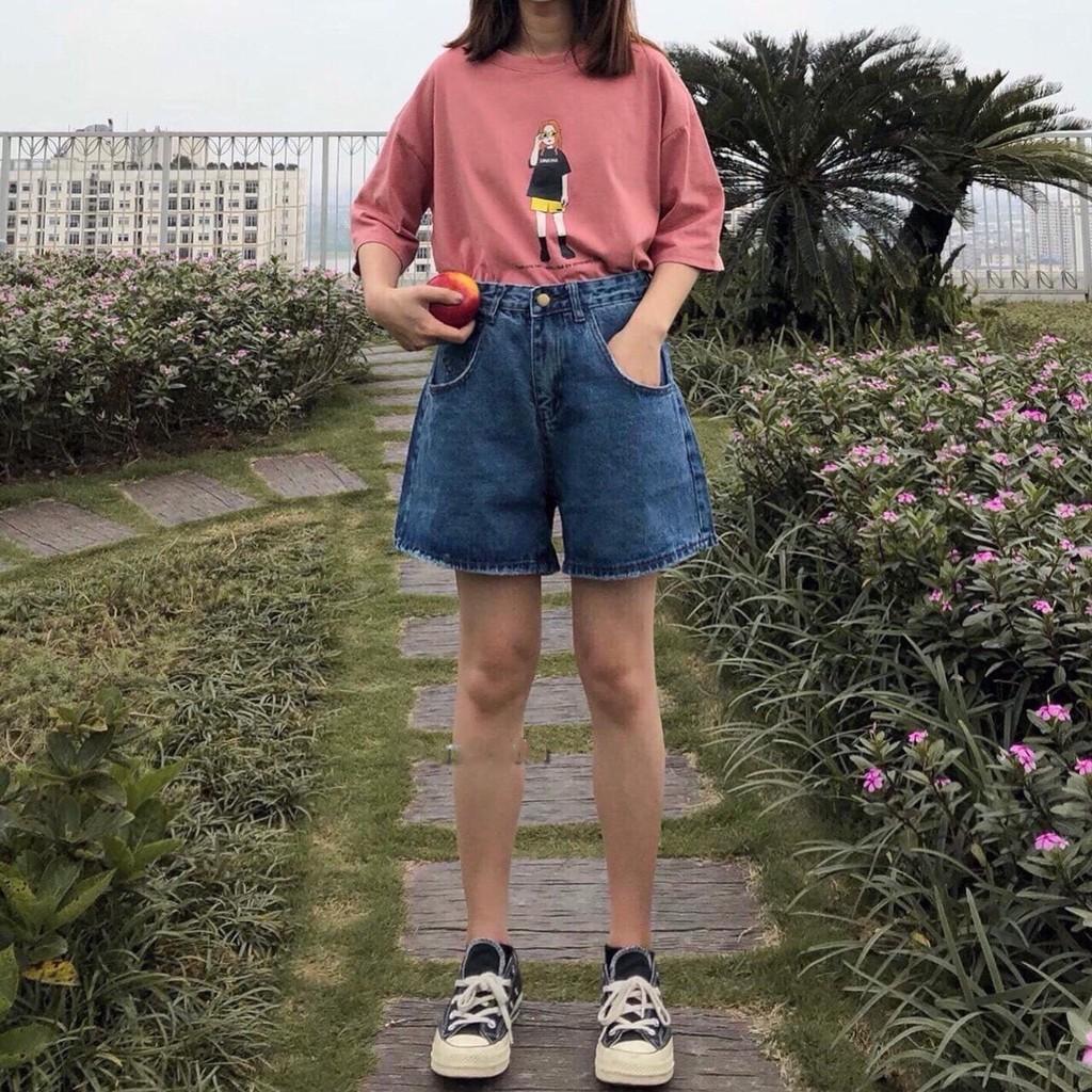 QUẦN SHORT LỬNG JEAN – BÒ NGÓ ĐÙI KIỂU NỮ LƯNG CAO XANH TRƠN 33