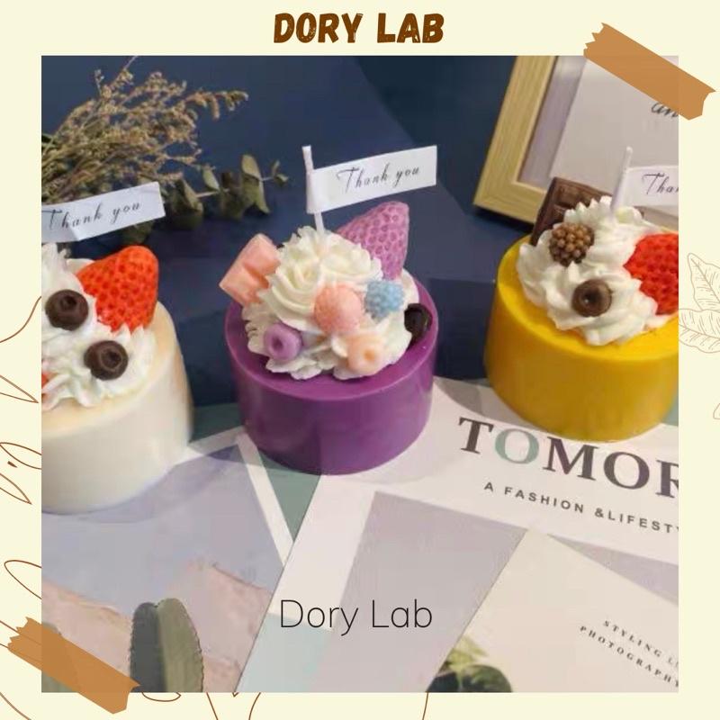 Nến Thơm Bánh Kem Phủ Kem Mix Topping Không Khói, Quà Tặng Sinh Nhật - Dory Lab