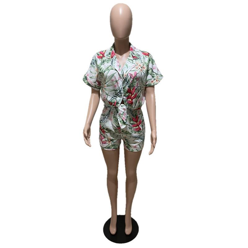 Hirigin In Hoa Nữ 2 Mảnh Bộ Kỳ Nghỉ Hè Quần Short Nữ Tay Áo Sơ Mi Và Quần Short Trang Phục Lễ Bãi Biển Dạo Phố