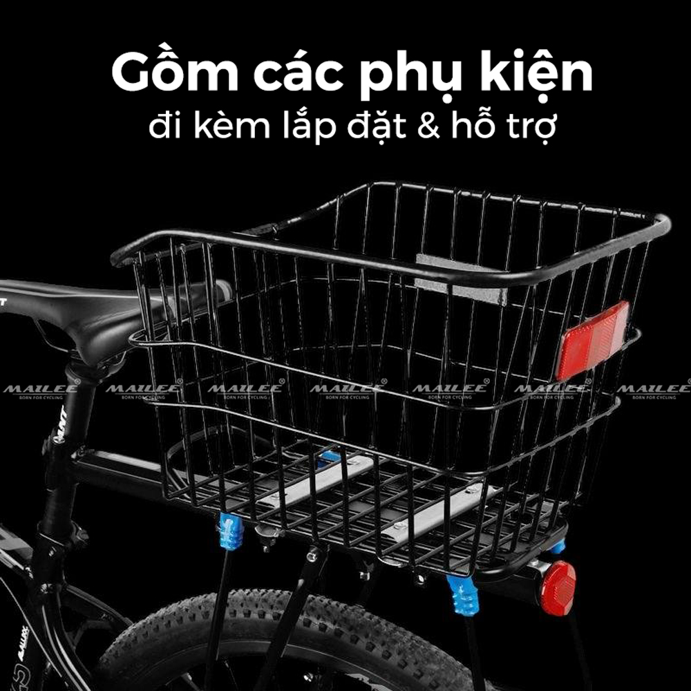 Giỏ Sau Xe Đạp GX-029 Thép Kim Loại - Chứa Đồ, Hành Lý, Dùng Đi Phượt, Phù Hợp MTB Có Baga (full phụ kiện + kèm dây) - Mai Lee