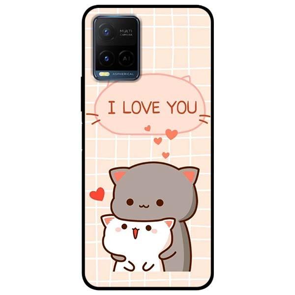 Ốp lưng dành cho Vivo Y21 - Vivo Y21s mẫu Hai Chú Mèo Ôm I Love U