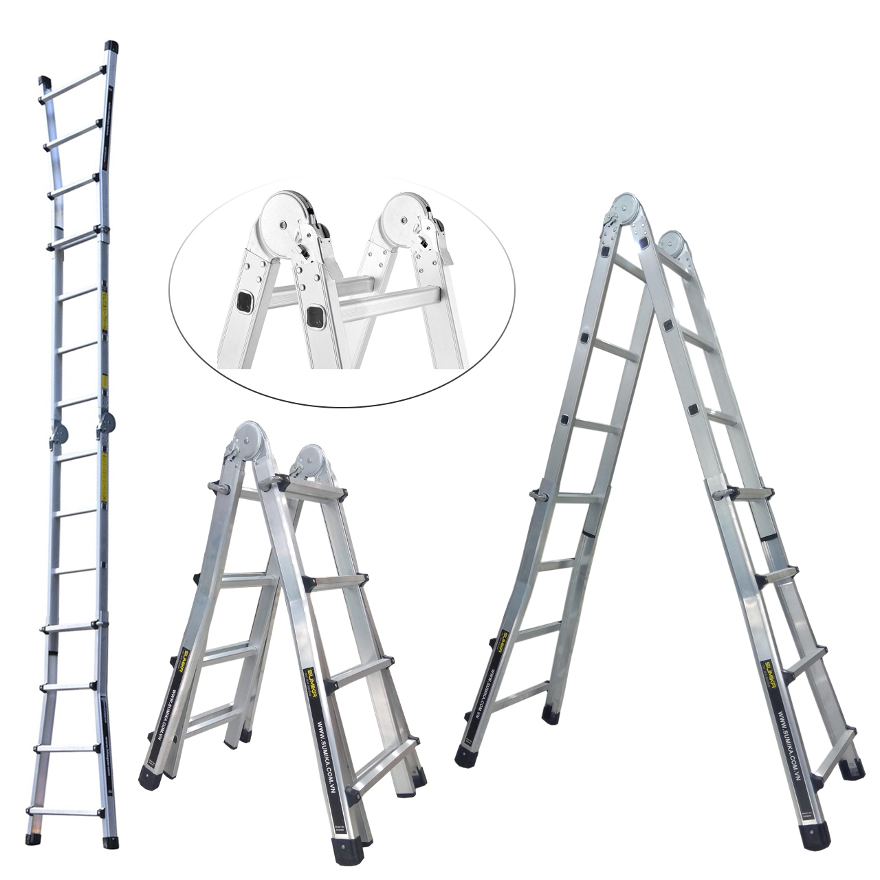 Thang nhôm rút lồng đa năng SUMIKA SKM404 - Chữ A cao nhất 2.0m, chữ I cao nhất 4.0m, tải trọng 300kg