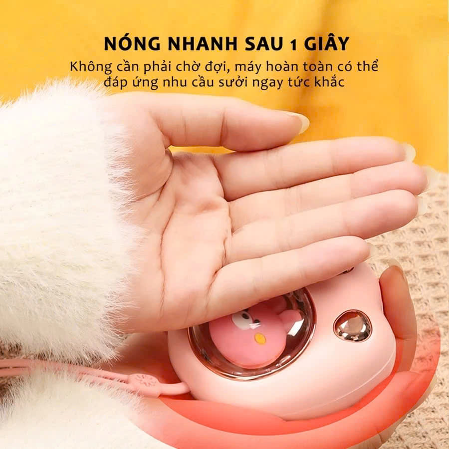 Máy sưởi ấm mini Cổng Sạc USB Type C cầm tay đèn LED 2 mức độ nhiệt Làm ấm nhanh Văn Phòng Du Lịch Phượt Dã Ngoại Sưởi ấm tay Mat-xa cổ vai gáy Gọn nhẹ dễ dàng bỏ túi sử dụng phù hợp mang đi học đi làm - Hàng Nhập Khẩu