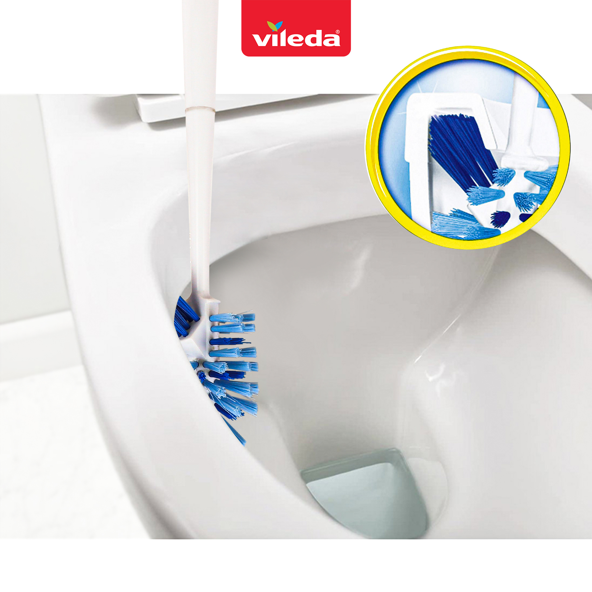 Bàn chải cọ toilet VIELDA Power Brush kèm khay đựng, đầu lông cọ bền, cứng, thiết kế 2 đầu cọ tiện dụng - TSU156132