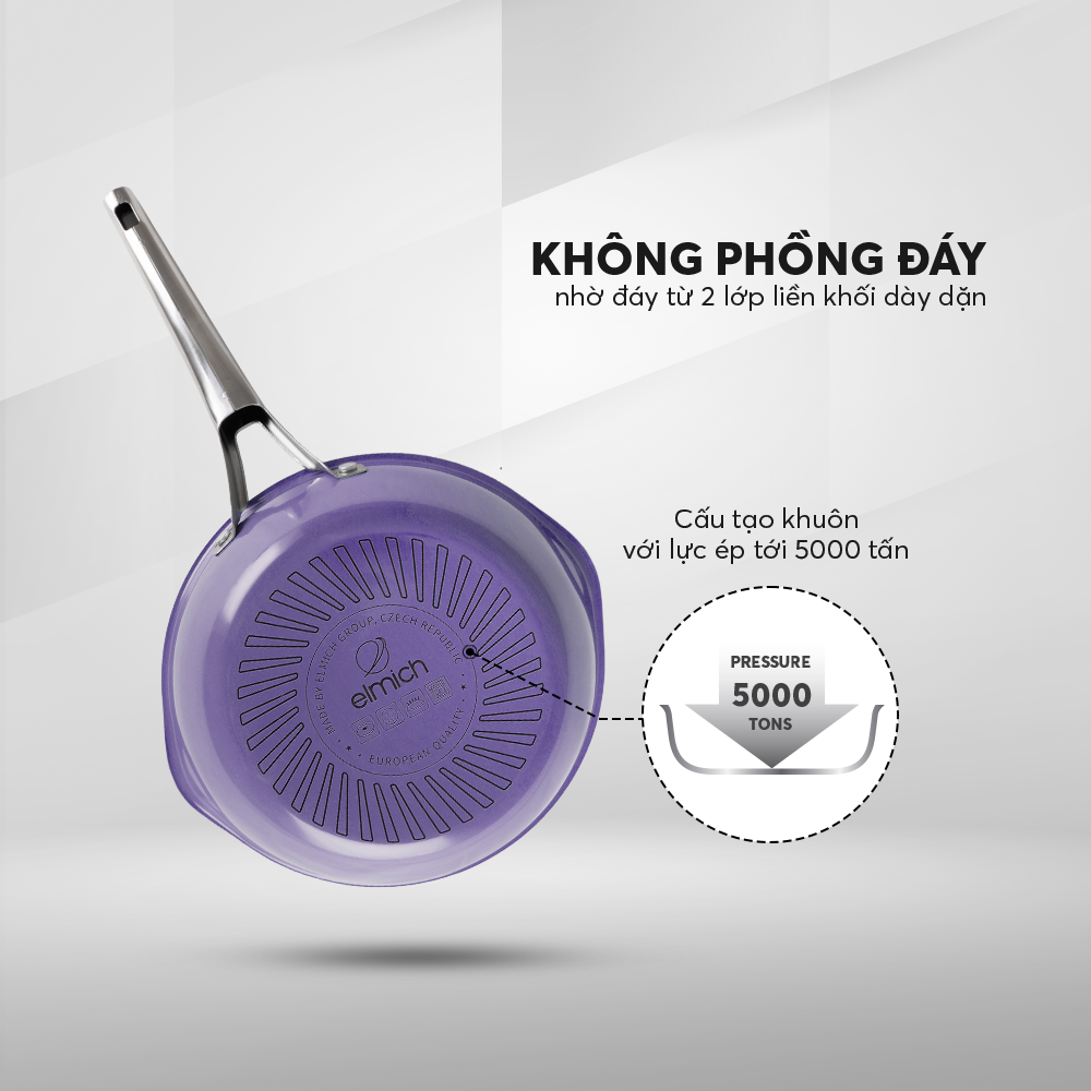 Chảo Xào Rán Chống Dính Inox 304 Liền Đáy Elmich Hera Màu Tím Trend