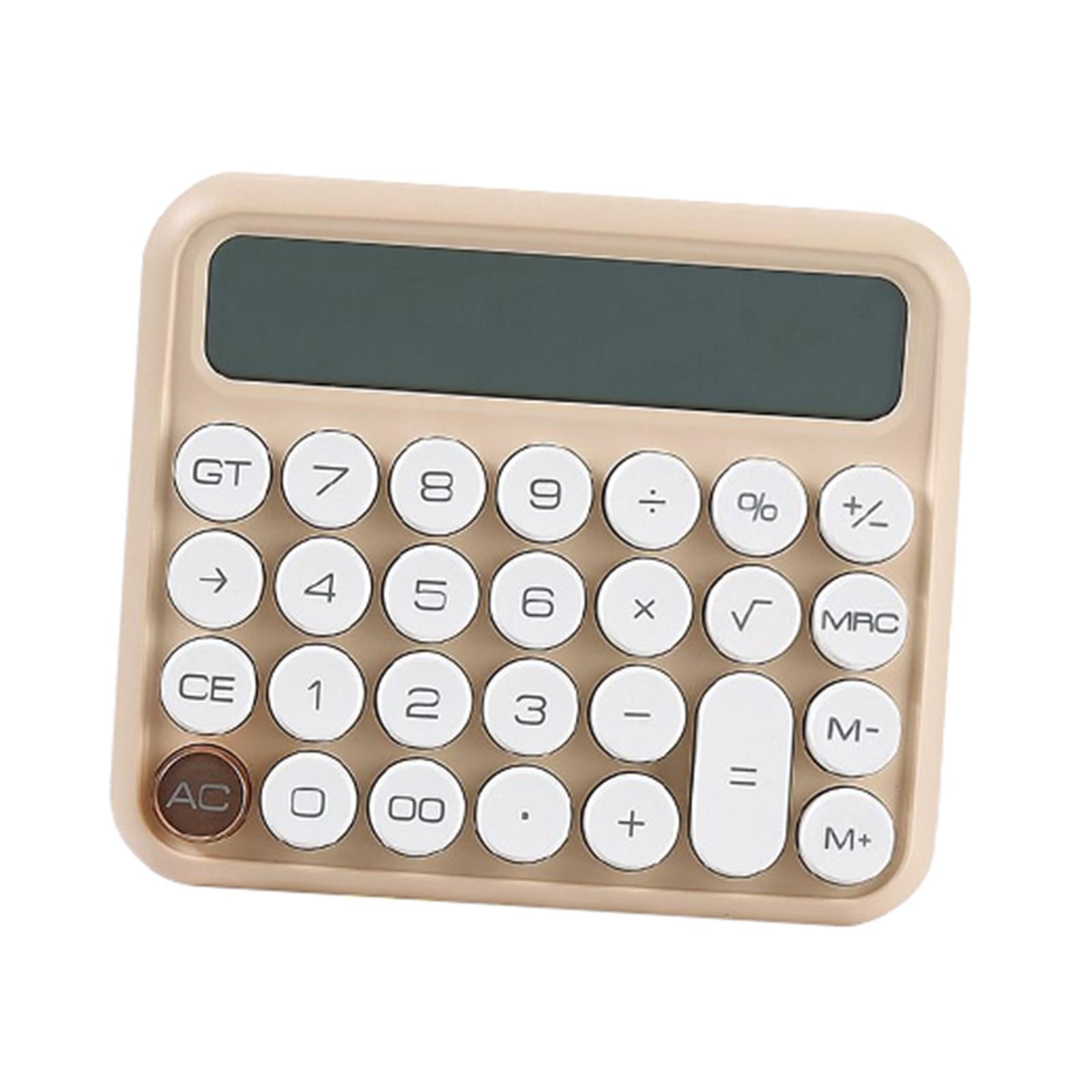 Portable Desktop Calculator Large Display Big Button 12 digits for Home Khaki