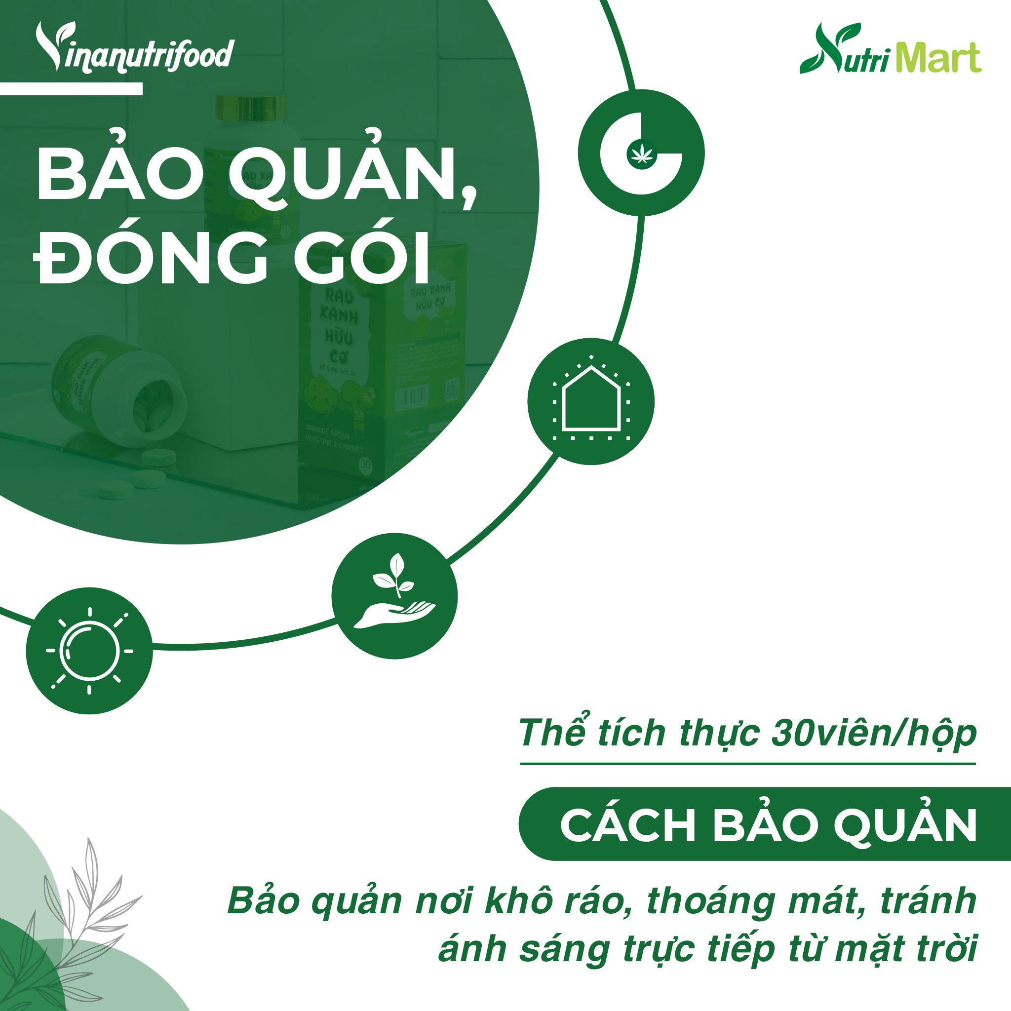 Kẹo rau xanh Vinanutrifood bổ sung chất xơ thành phần từ rau xanh, sữa bò cô đặc, đường ăn kiêng Isomalt, bổ sung tinh chất rau củ chứa vitamin và khoáng chất xơ, có lợi cho tiêu hóa, phù hợp với bé lười ăn rau, hộp 30 viên