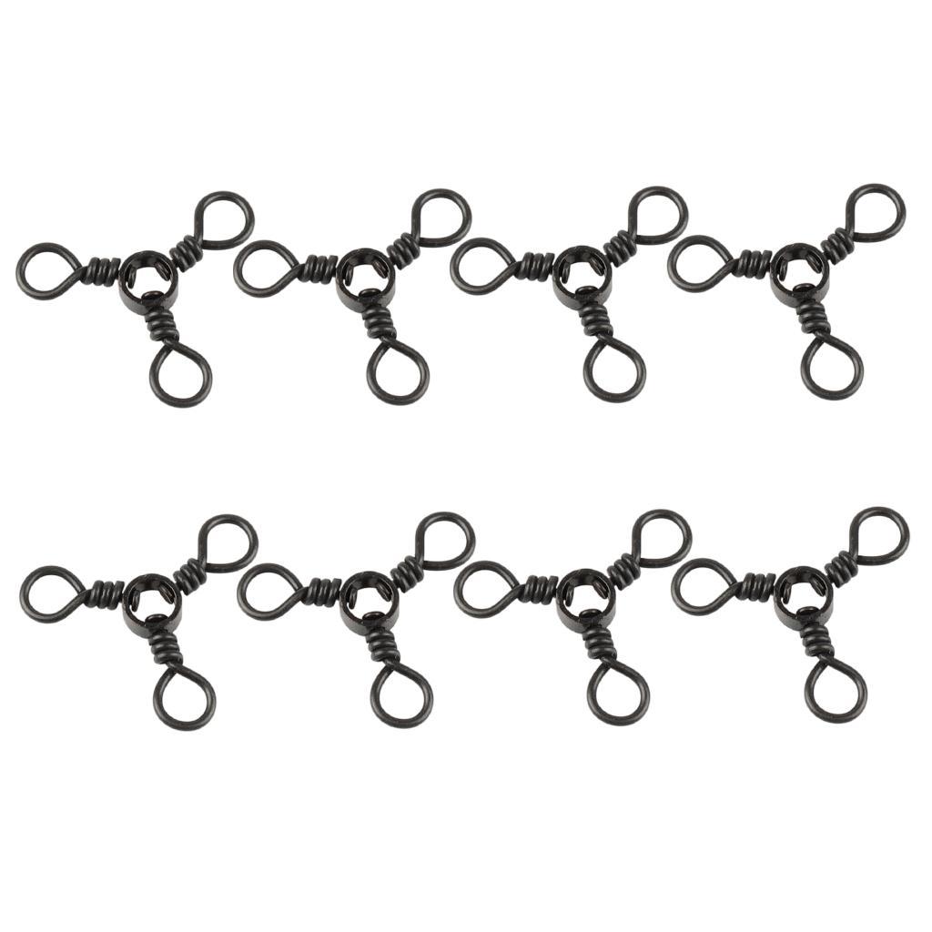 6/8/10pcs 3 Way Rolling Barrel Swivels Solid Rig Fishing Line Connector A
