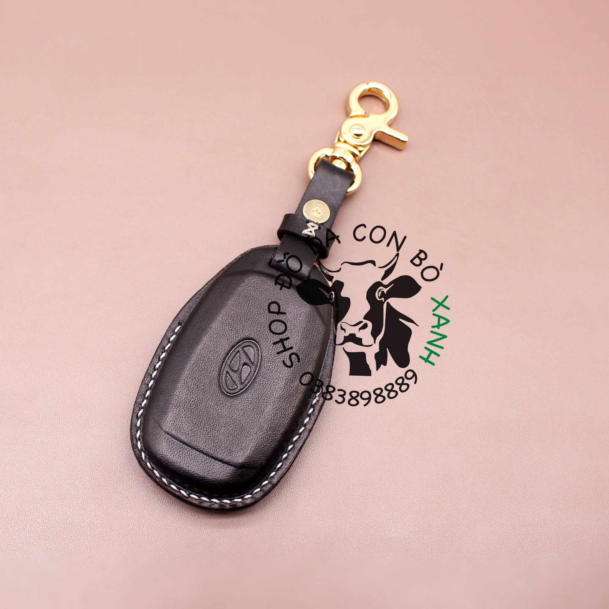 Bao Da Chìa Khoá Ép Phom Hyundai Accent, Kona, Santafe handmade da thật 009e