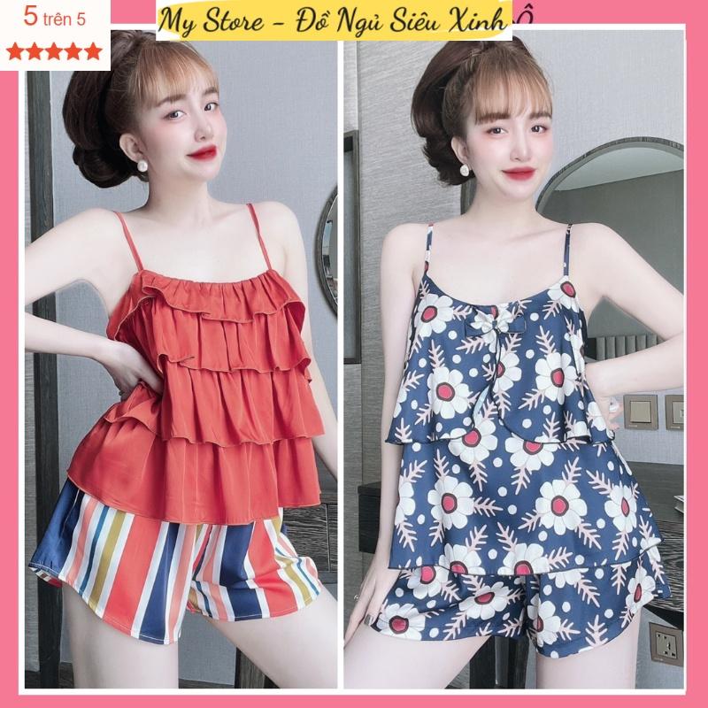 Đồ ngủ nữ 2 dây quần đùi lụa latin phối ren dễ thương freesize dưới 62kg MY STORE S01