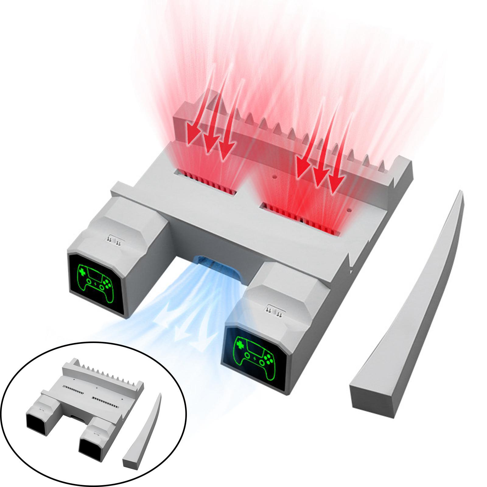 Dual Controller Charging Station with Cooling Fan for PS5 3A Charger