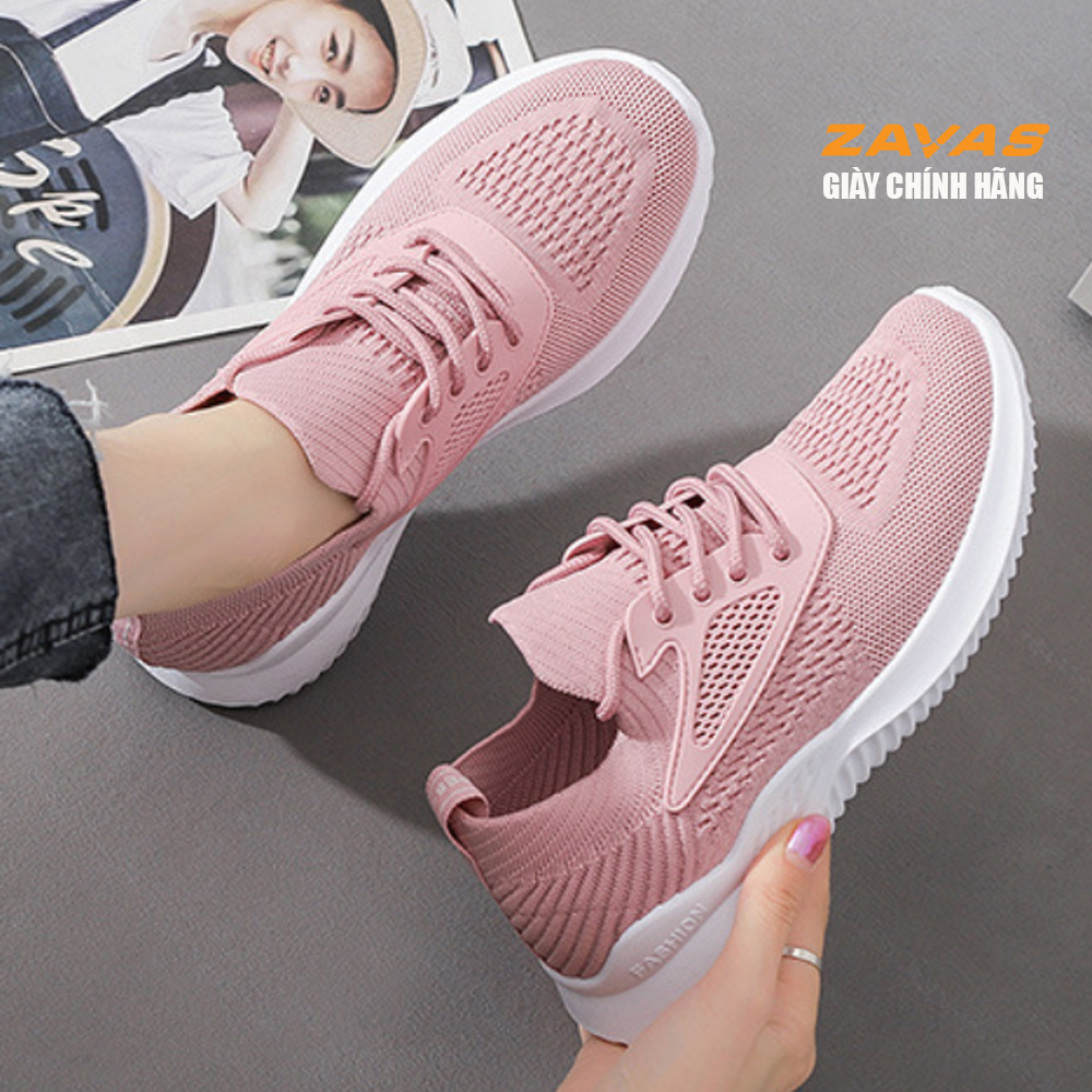 Giày thể thao sneaker nữ màu hồng đế êm nhẹ thoáng khí thương hiệu ZAVAS - S394 - Hàng chính hãng