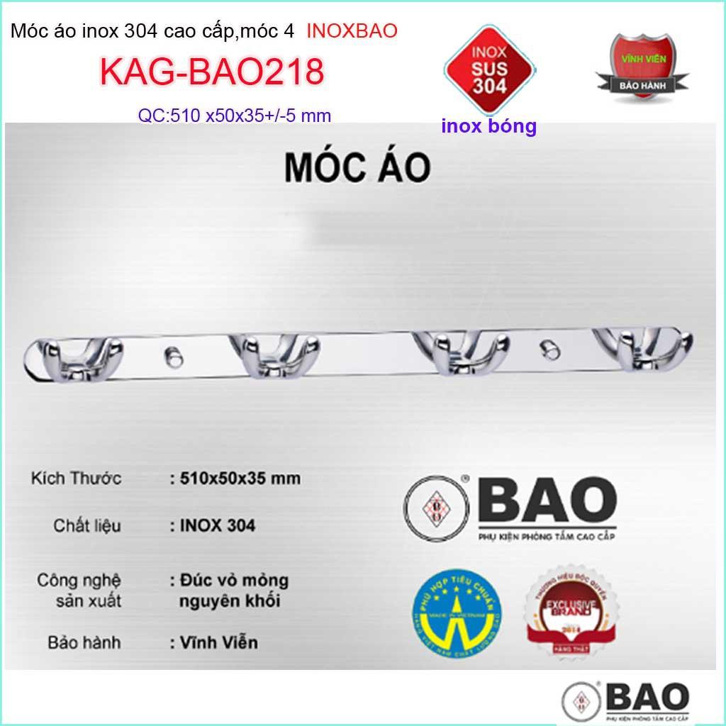 Móc Inox Bảo KAG-BAO218, móc áo phòng tắm SUS304 đúc đặc sang trọng thiết kế tin tế đến từng chi tiết