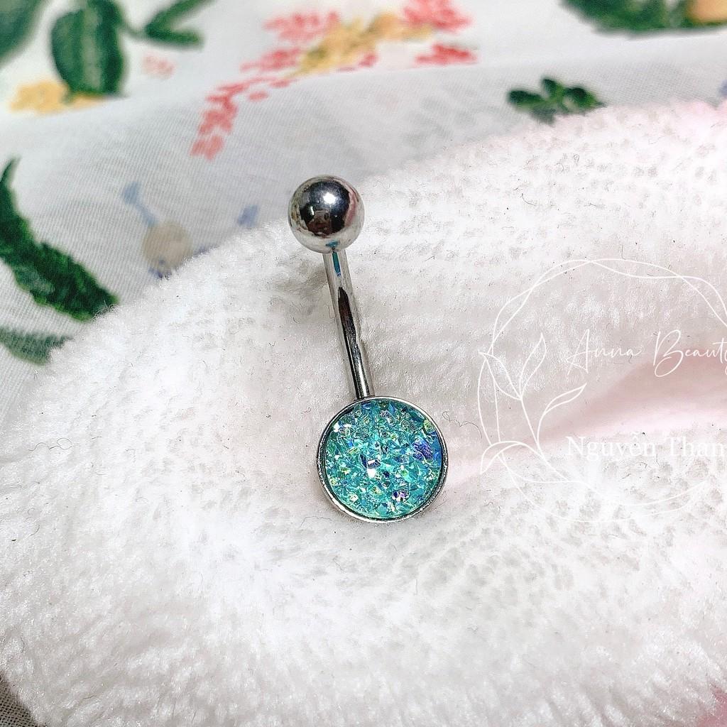 Khuyên rốn đá xinh nhiều màu bằng thép y tế xỏ khuyên piercing - XUÂN SHOP