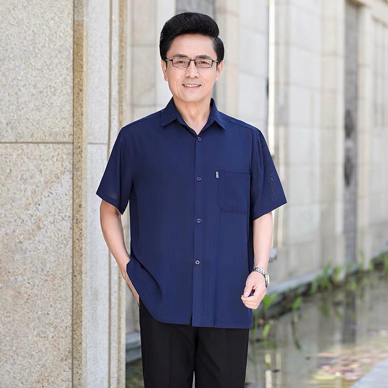 Áo sơ mi nam trung niên cho bố áo cộc tay cho người già