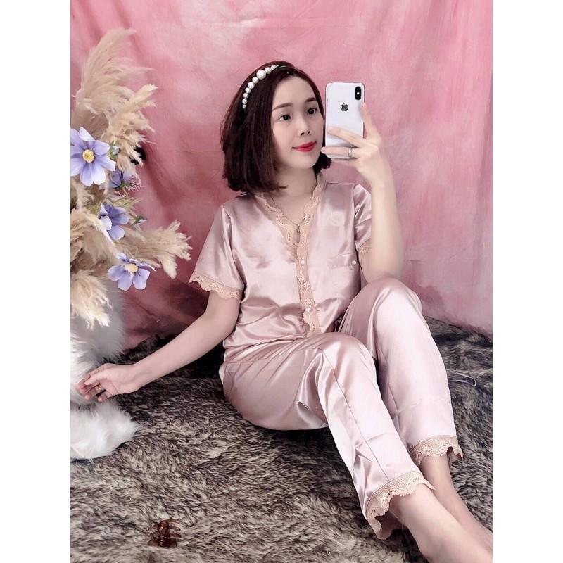 Đồ Bộ Pijama Đồ Bộ Lụa Nữ mặc nhà tay ngắn quần dài ( Form 40kg đến 60kg )