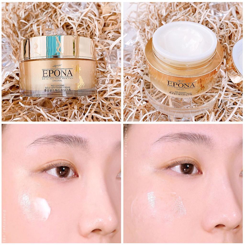 Mẫu dùng thử Kem Xoá Mờ Thâm Nám Chiết Xuất Hồng Sâm Sample Epona Red Ginseng Gold Whitening Cream 1ml