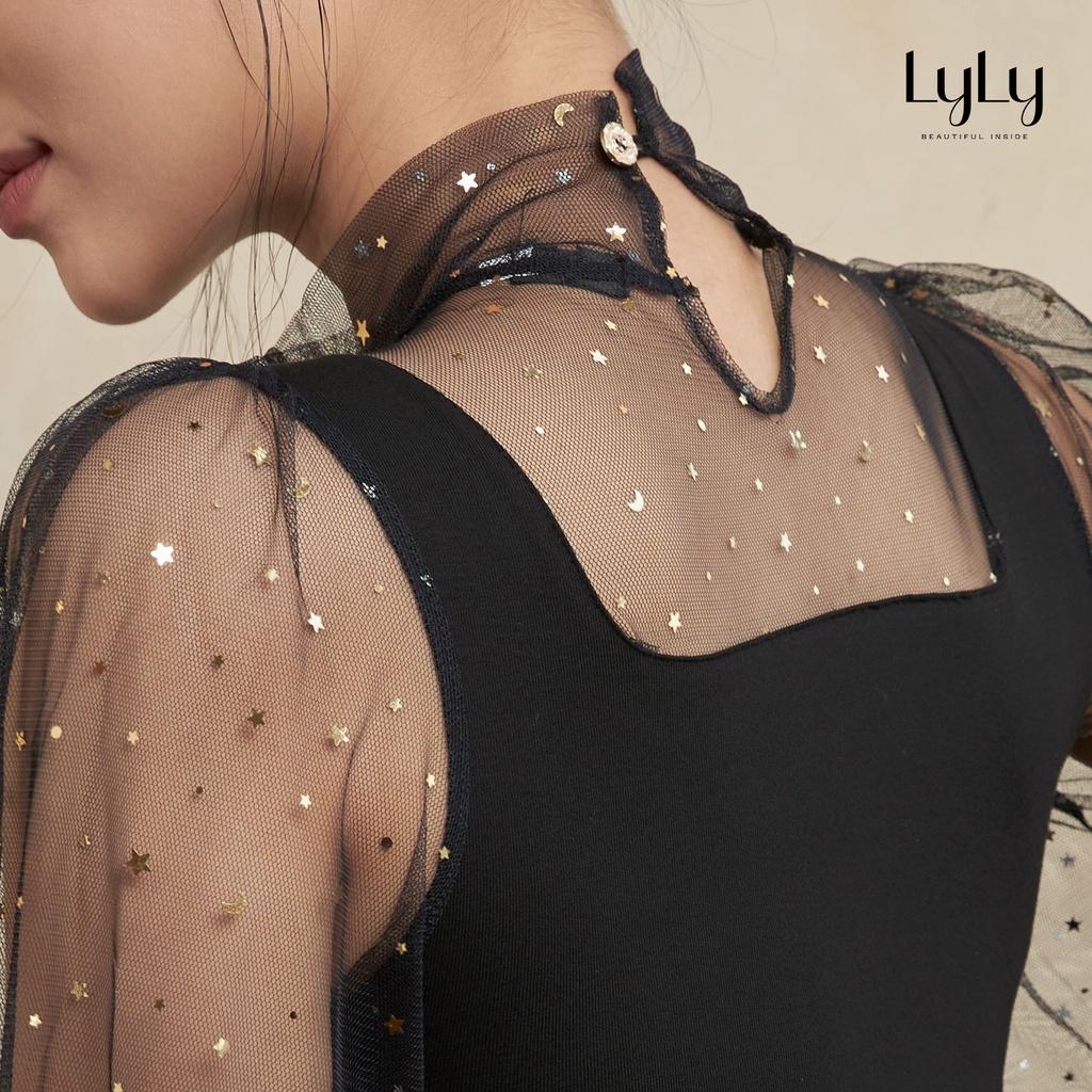 Bodysuit nữ dài tay lấp lánh LyLy JM072 áo liền thân tay bồng thiết kế độc quyền