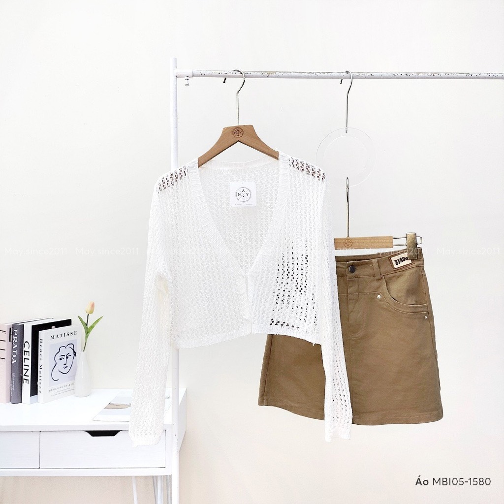 Áo Khoác Len Cardigan Dáng Croptop Mỏng 2 Cúc Dáng Hàn Quốc