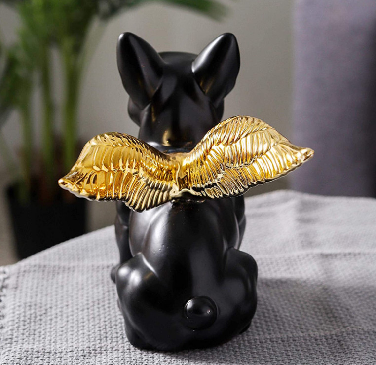 Tượng chú chó tài lộc Angle Black Bull