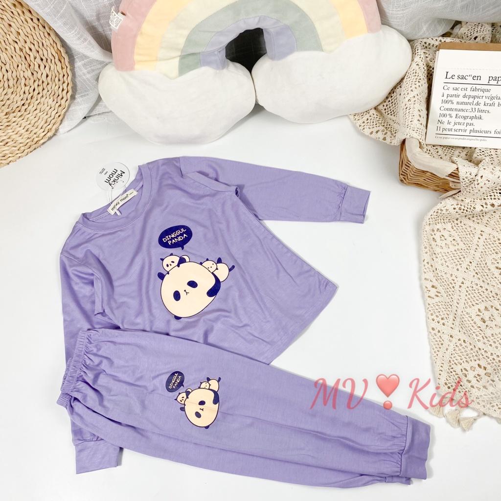 Bộ Quần Áo Bé Gái, Bé Trai Minky Mom Vải Thun Lạnh Khủng Long Đạp Xe MKDTL04