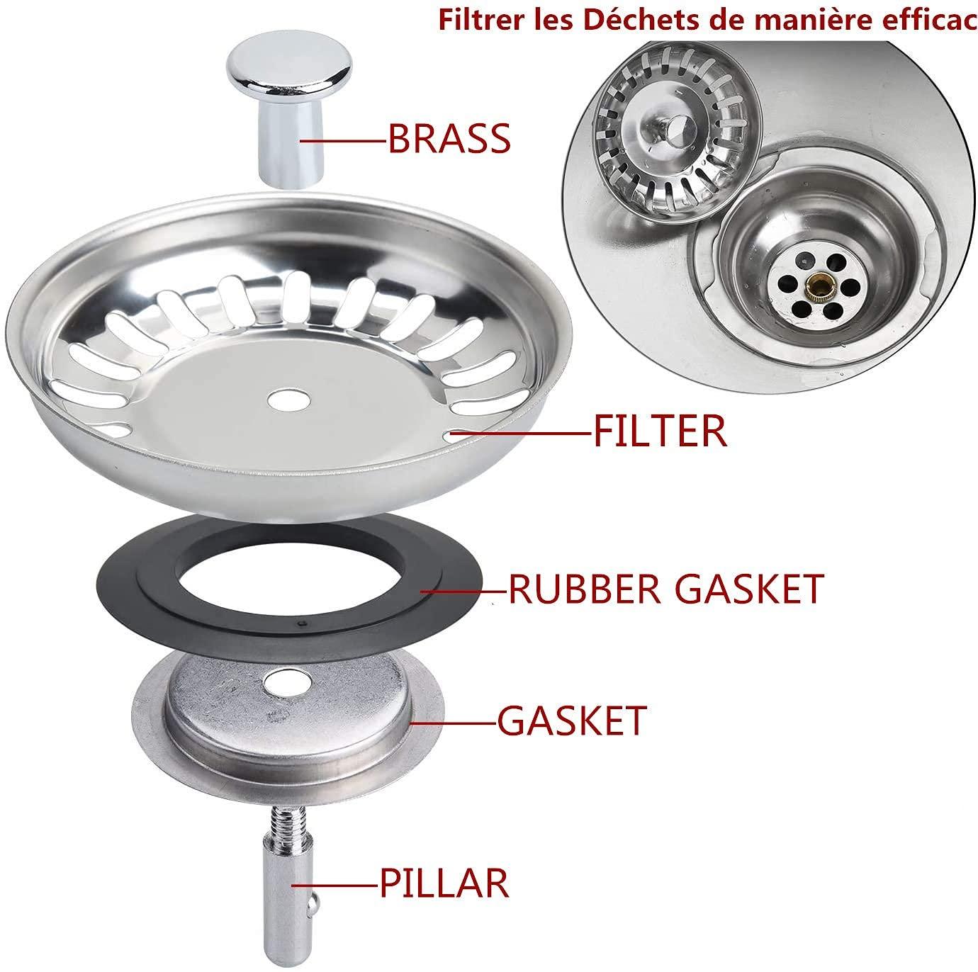 Lưới lọc bồn rửa chén, Nút chặn bồn rửa, Nắp lọc bồn rửa chén, Lưới lọc bồn rửa bằng thép không gỉ, Nút chặn bồn rửa bằng thép không gỉ, đường kính 80 mm
