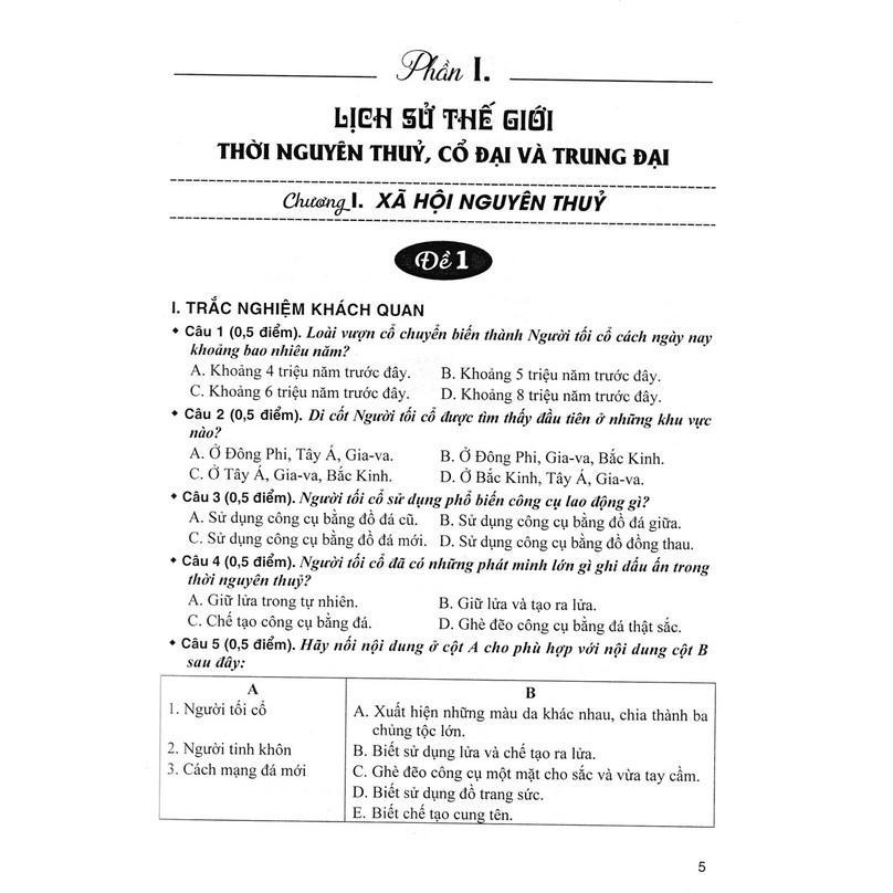 Sách - Bộ Đề Kiểm Tra Trắc Nghiệm Và Tự Luận Lịch Sử Lớp 10 - Dùng Chung Cho Các Bộ SGK Hiện Hành - Hồng Ân