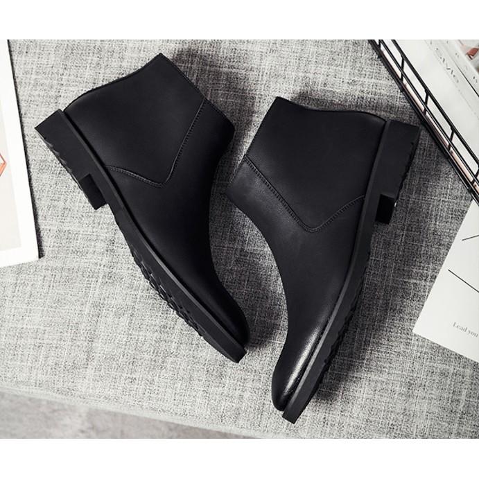 Giày Tây Boots nam cổ lửng Chelsea Boots Zip