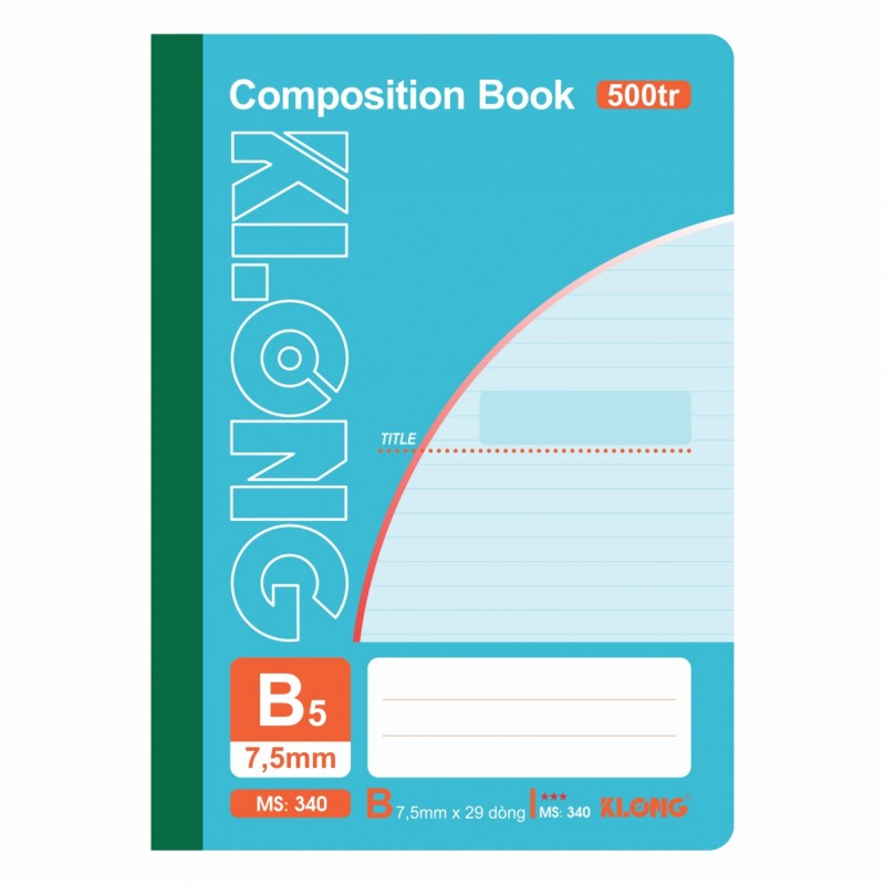 Sổ may dán gáy KLONG B5 Composition Book 500 trang, MS: 340