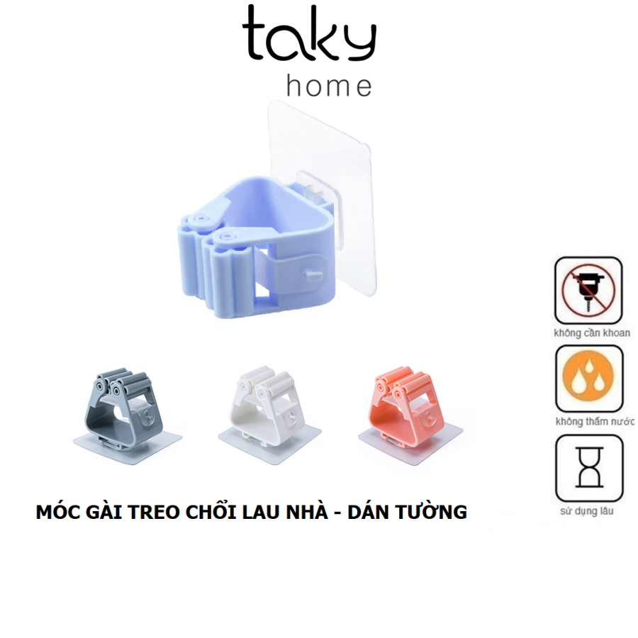 Kẹp Dán Tường Treo Chổi - Cây Lau Nhà Nhiều Màu Lựa Chọn, Móc Dính Tường Đa Năng, Gọn Gàng, Với Miếng Dán Siêu Chắc. TakyHome 4028