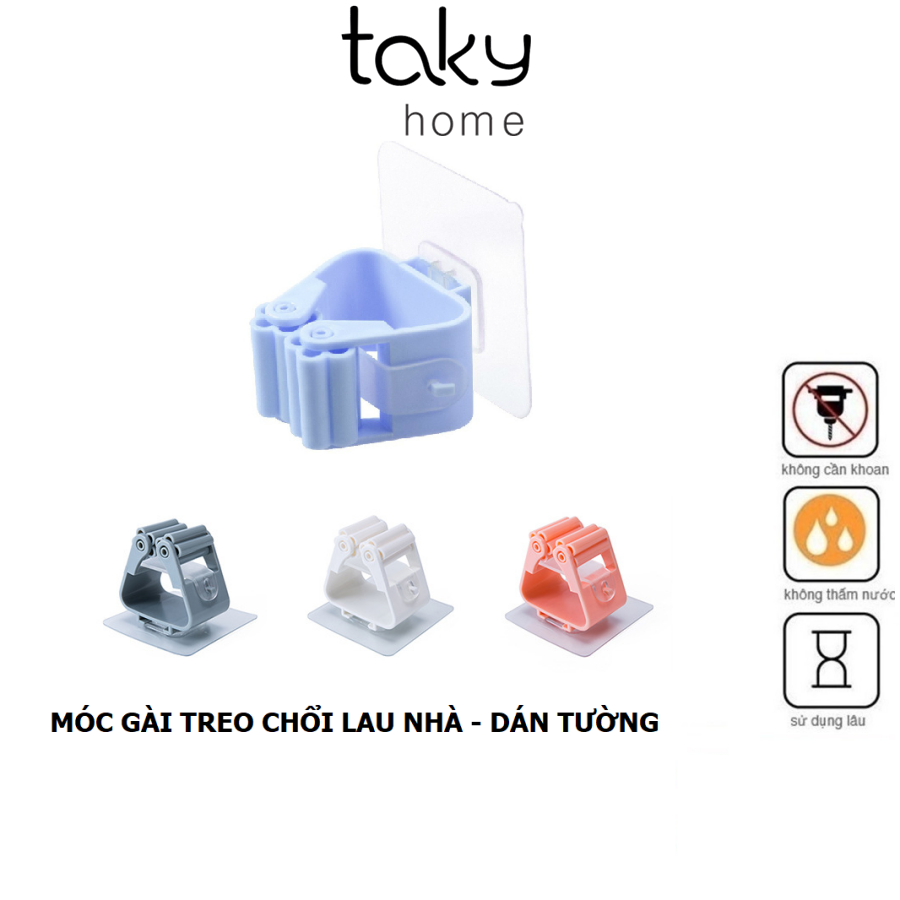 Kẹp Dán Tường Treo Chổi - Cây Lau Nhà, Móc Dính Tường Đa Năng, Gọn Gàng, Với Miếng Dán Siêu Chắc. TakyHome 4028